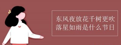 ​东风夜放花千树是什么节日，“东风夜放花千树，更吹落，星如雨”描述的是什么