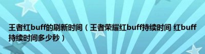 ​红buff持续时间,王者荣耀里红蓝buff持续时间是多久