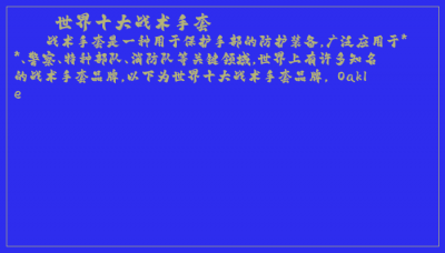 ​世界十大战术手套