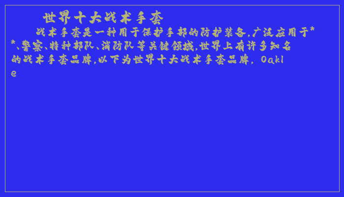 世界十大战术手套