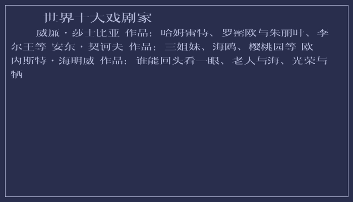 世界十大戏剧家