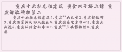 ​重庆十大标志性建筑 黄金双子塔上榜 重庆解放碑排第二