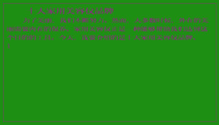 十大家用美容仪品牌