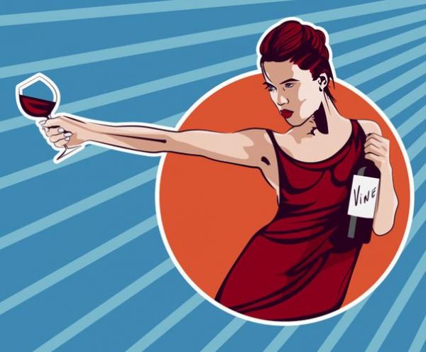 女人头像的红酒