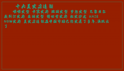 ​十大美发店连锁