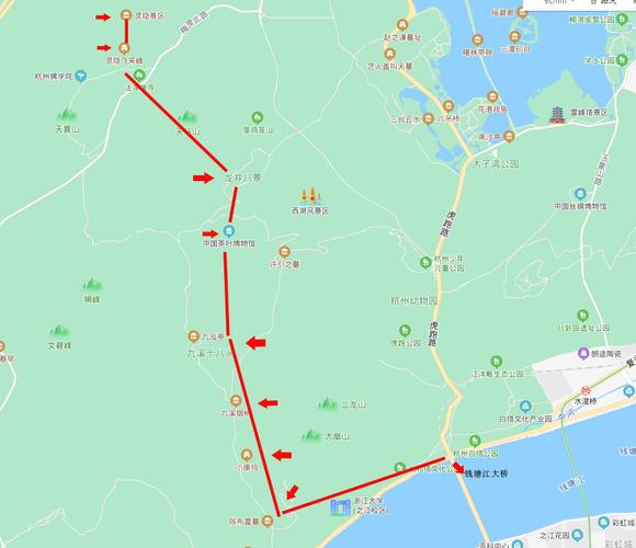 第三天：灵隐寺-南山路-杭州之眼-灵隐寺-白堤-西溪湿地，这一天游玩的路线如下：