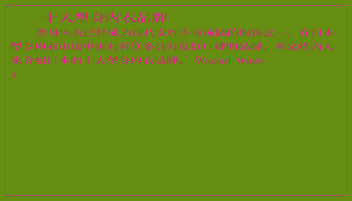 十大塑身内衣品牌