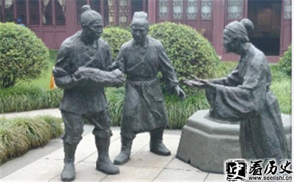 雕塑作品：《惩贪与重民:钱俶处理内政事务的思考》