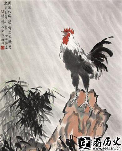 徐悲鸿风雨鸡鸣图