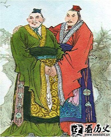 管仲与鲍叔牙的插画