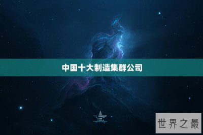 ​中国十大制造集群公司