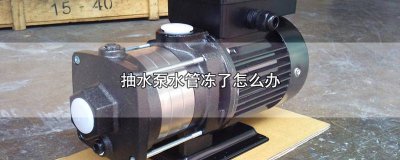 ​抽水泵会冻坏吗 冬天水泵抽水水管存水冻住怎么办