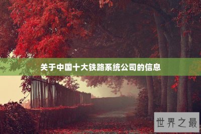 ​关于中国十大铁路系统公司的信息