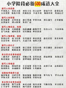 ​小学生必背1到6年级成语大全 小学成语积累1-6年级