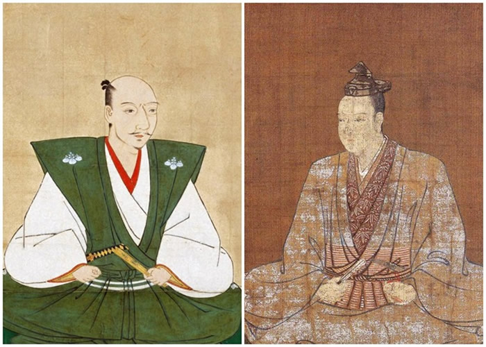 明智光秀(右)叛变织田信长(左)。