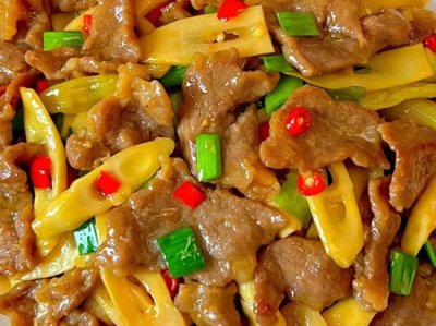 ​酸笋炒肉片的做法！