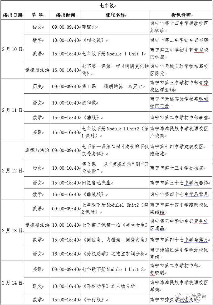 赶紧收藏！广西中小学“空中课堂”课表（2.10—2.14）