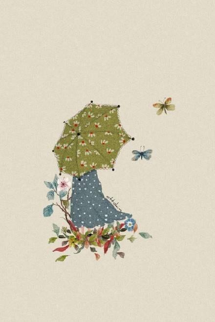 温暖清新的背影女孩,插画师 ottokim 的治愈系手绘插画作品