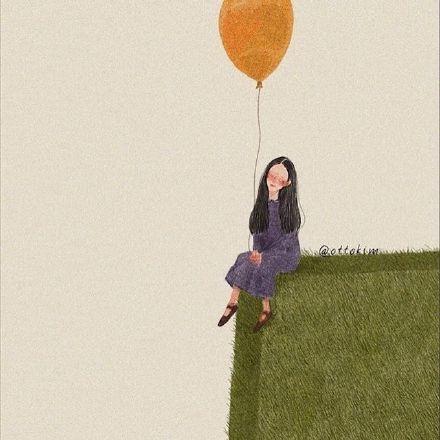 温暖清新的背影女孩,插画师 ottokim 的治愈系手绘插画作品