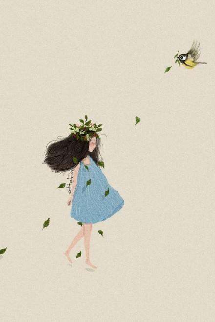 温暖清新的背影女孩,插画师 ottokim 的治愈系手绘插画作品