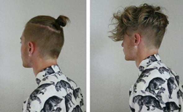 男生 扎辫子 发型图