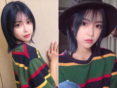 ​今年冬天“蓝黑发色”太显白了，看完好想染头发！