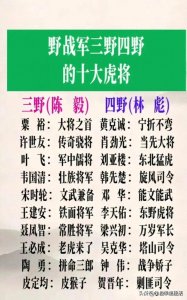 ​野战军三野四野的十大虎将，太涨知识了，值得一看。
