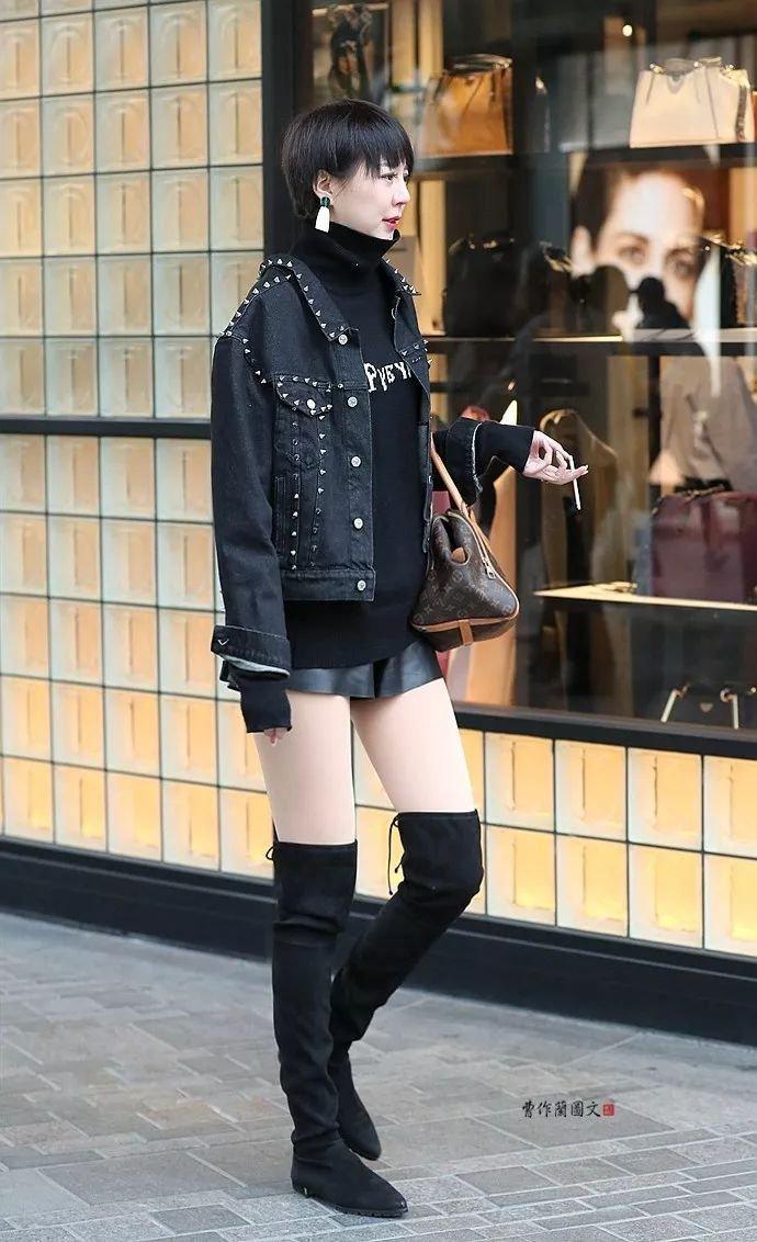 街拍:高筒靴美女,更多一层性感
