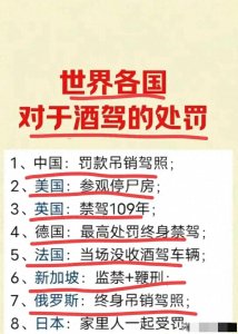 ​世界各国对酒驾的处罚力度，看了一下，还是新加坡狠！